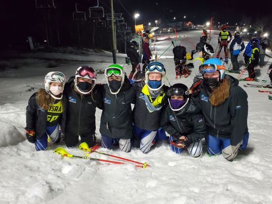 Sparta Varsity Girls Ski Celebrate 1st Place