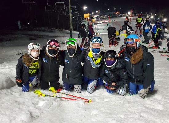 Sparta Varsity Girls Ski Celebrate 1st Place